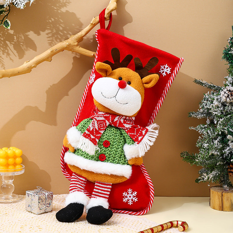 Christmas Stocking Gift Bag With Plush 3D Characters