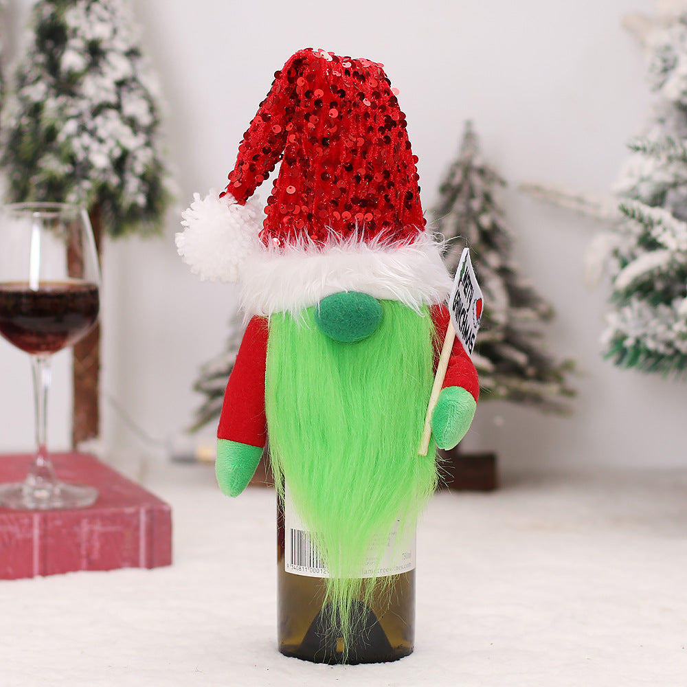 Christmas Grinch Wine Bottle Decorations for Festive Tables