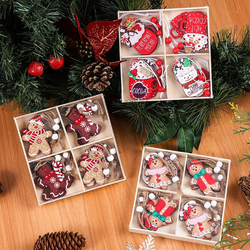 Wooden Christmas Ornaments Set for Cozy Tree Decor