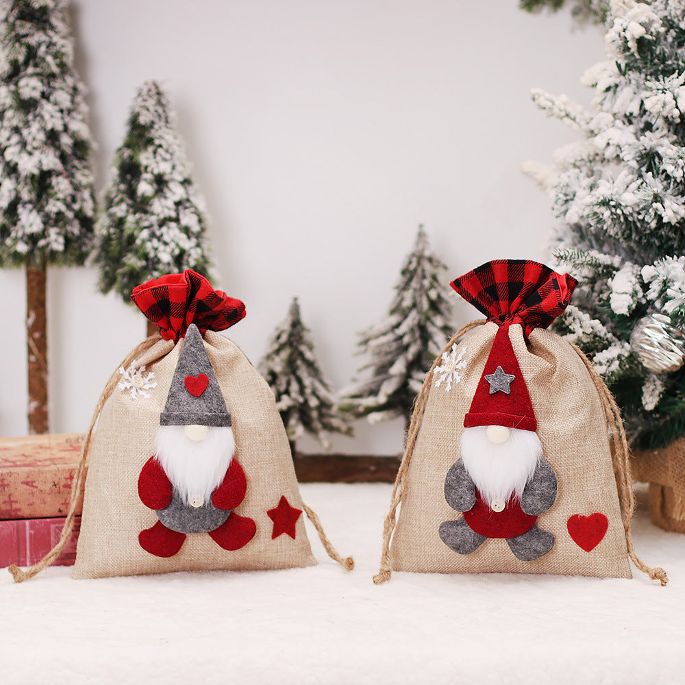Christmas Gift Bag – Reusable Rustic Santa Drawstring
