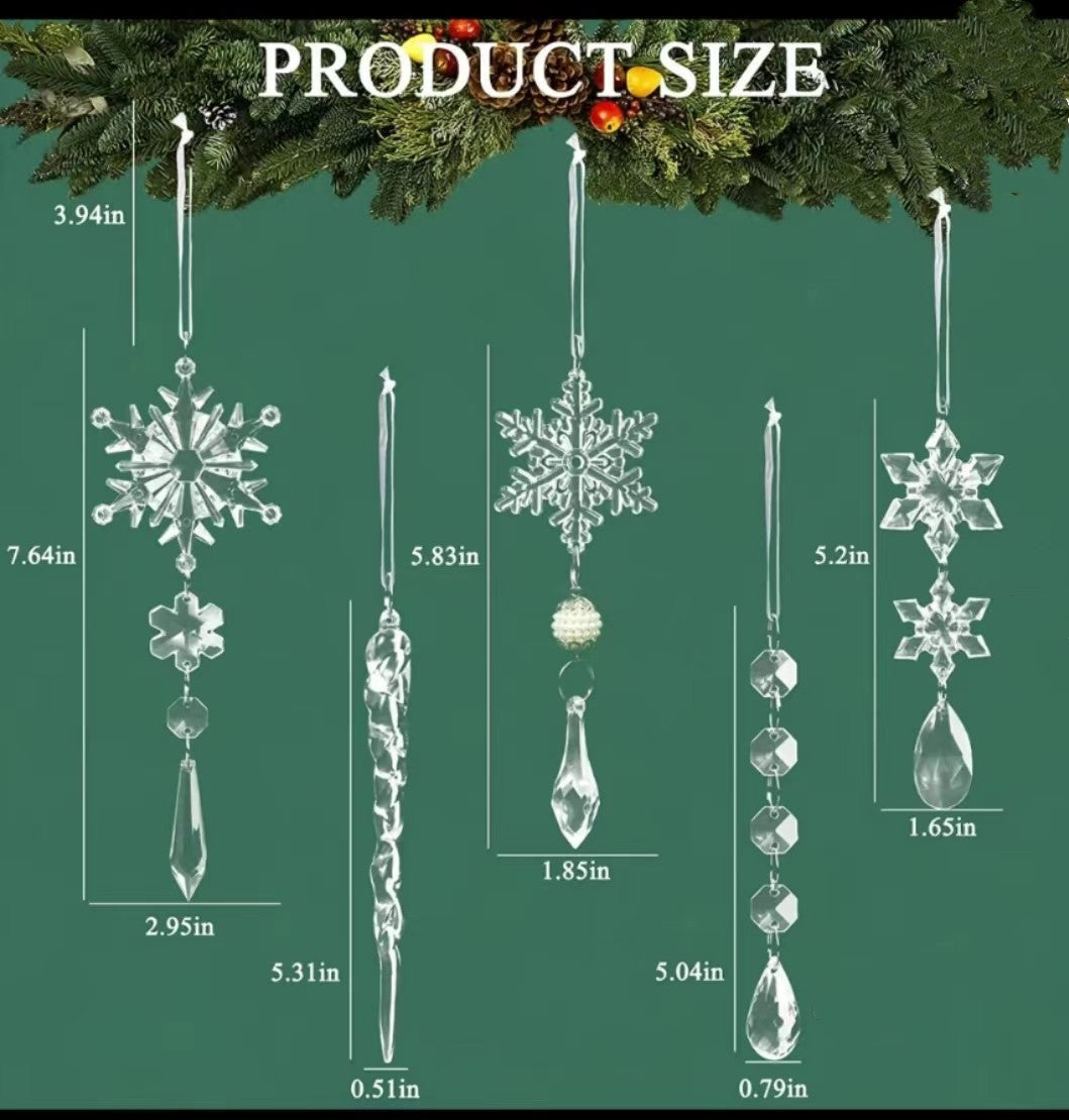 Christmas Icicle Ornaments for Crystal-Ice Tree Sparkle