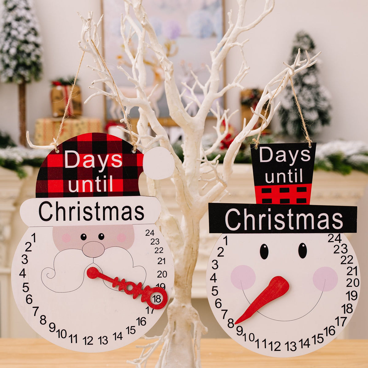 Christmas Countdown Calendar Set - Santa & Snowman Decor