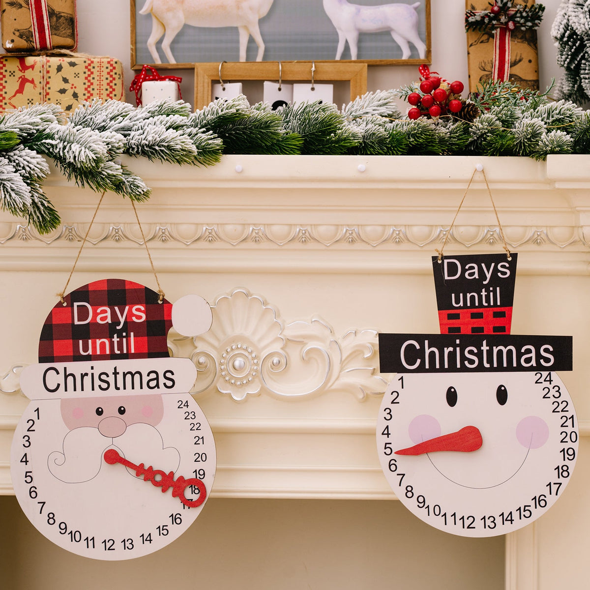 Christmas Countdown Calendar Set - Santa & Snowman Decor