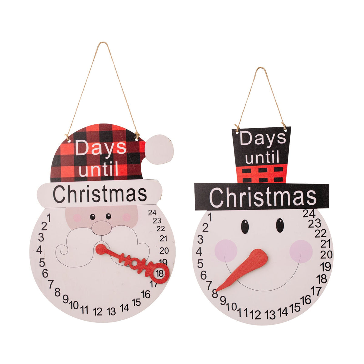 Christmas Countdown Calendar Set - Santa & Snowman Decor