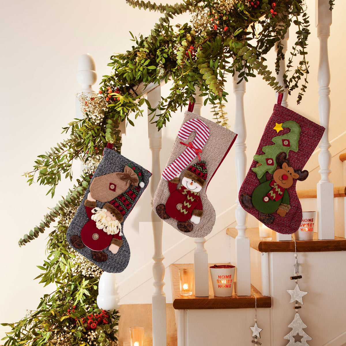 Christmas Stocking Set for a Cozy Festive Mantel Display