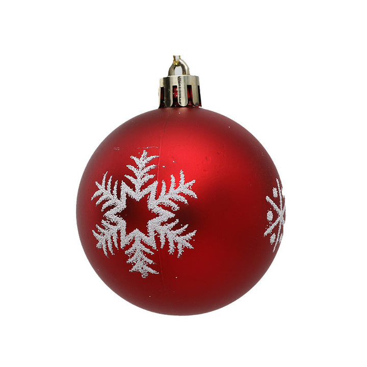 6cm Snowflake Christmas Bauble - Red Glitter Tree Decor