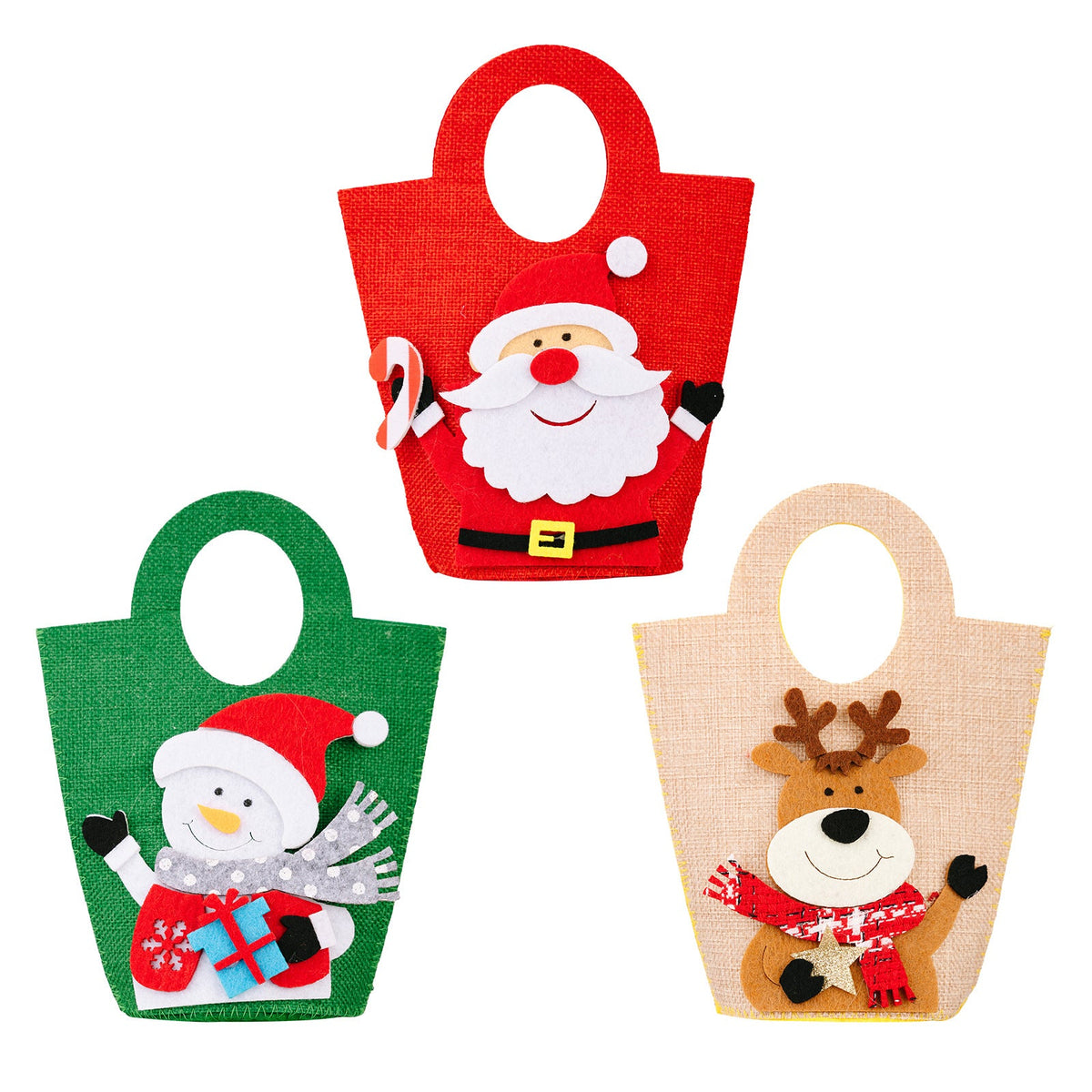 Reusable Christmas Gift Bags for Kids, 3-Piece Set
