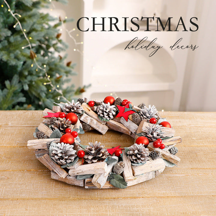 Rustic Christmas Wreath & Tabletop Tree Decor Set