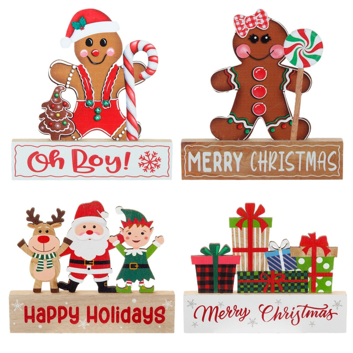 Christmas Wooden Tabletop Decorations, 9-Piece Set