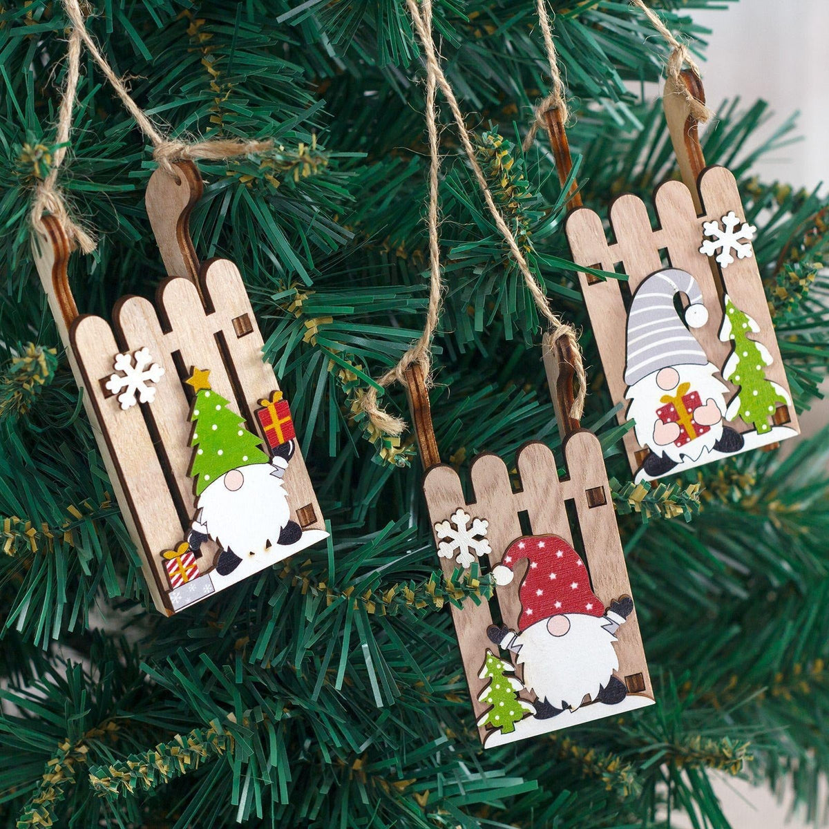 Wooden Christmas Sled Ornament for Rustic Holiday Décor