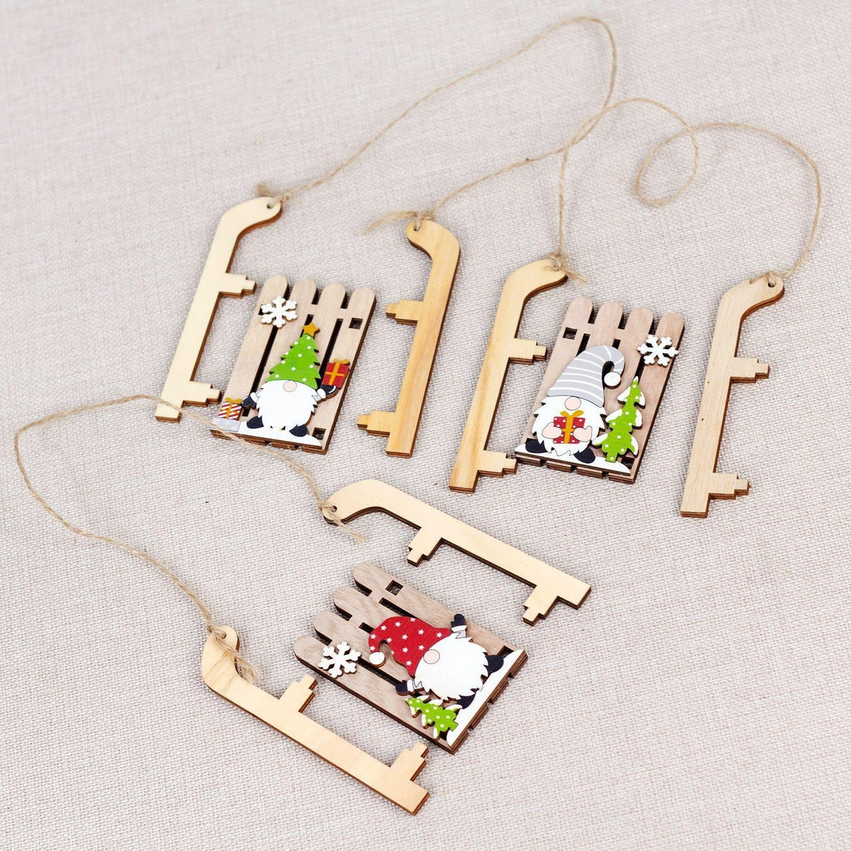 Wooden Christmas Sled Ornament for Rustic Holiday Décor