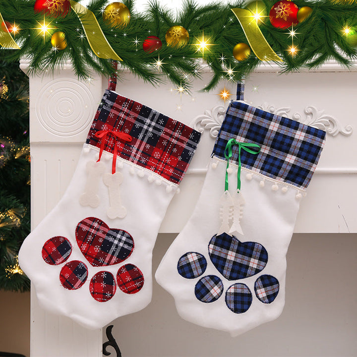 Paw Print Christmas Stockings for Dogs & Cats, Set of 2