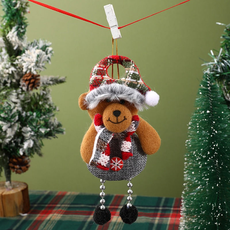 Fabric Reindeer & Snowman Christmas Tree Pendants Set