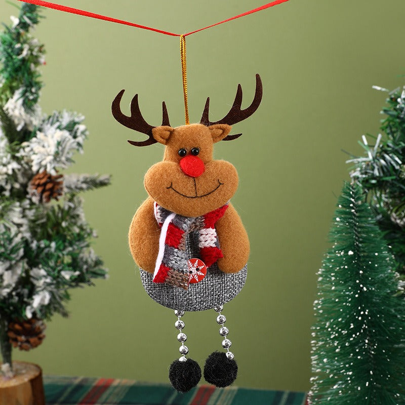 Fabric Reindeer & Snowman Christmas Tree Pendants Set