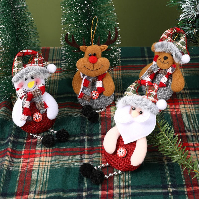 Fabric Reindeer & Snowman Christmas Tree Pendants Set