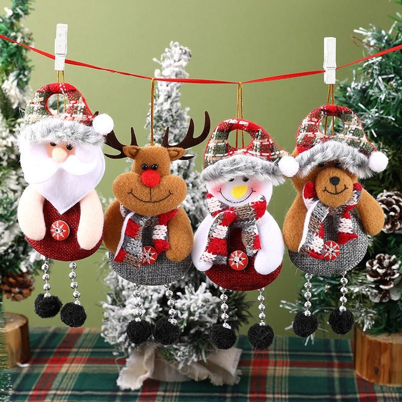 Fabric Reindeer & Snowman Christmas Tree Pendants Set