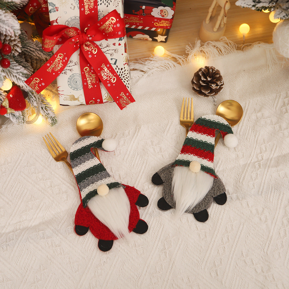 Christmas Gnome Fork Holders for Festive Table Decor