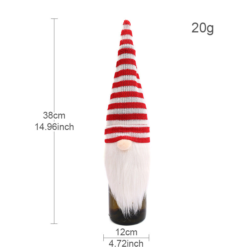 Knitted Gnome Wine Bottle Cover for Christmas Decor