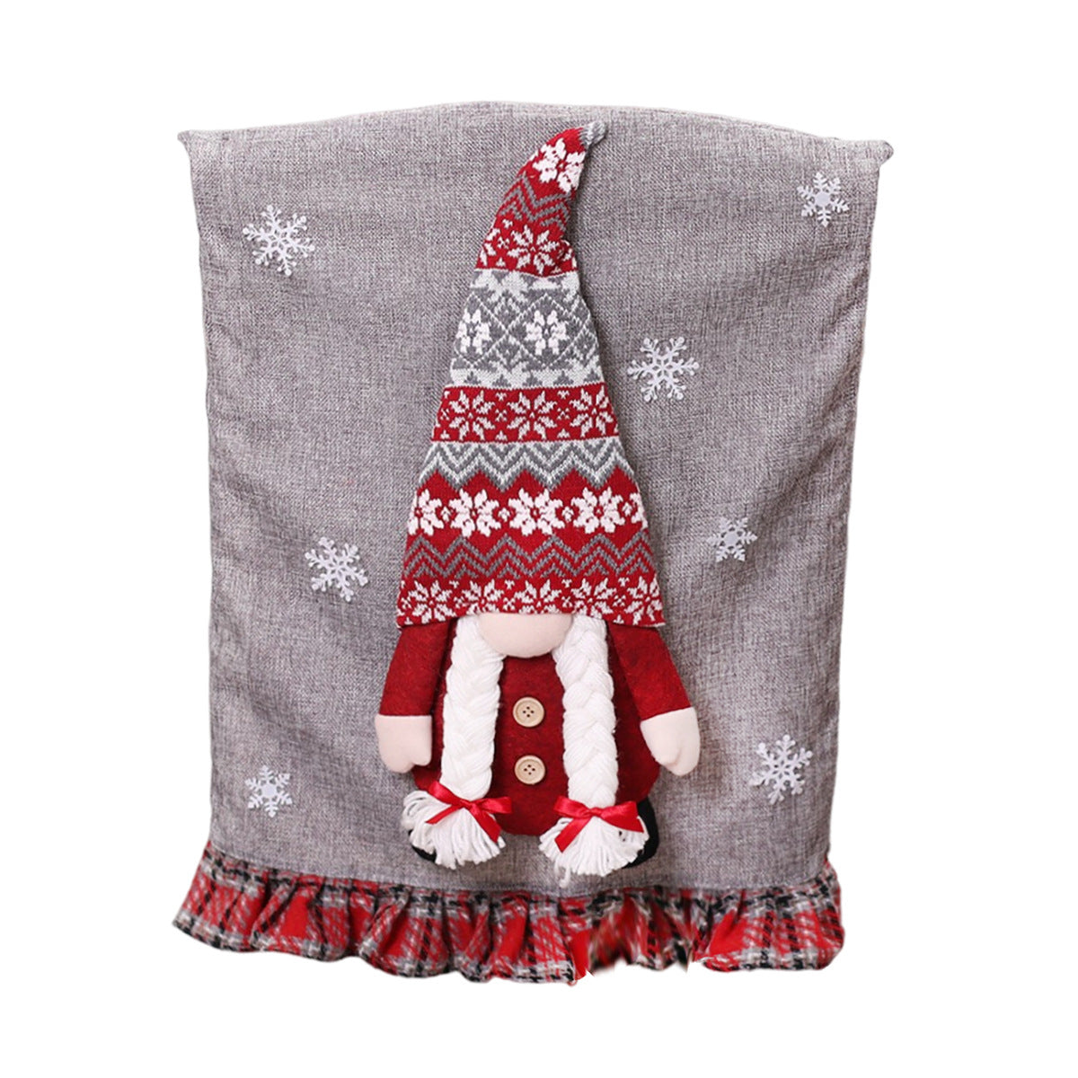 Christmas Chair Covers with Charming Gnome Decorations