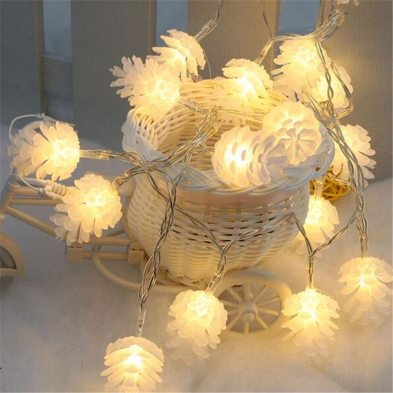 Pine Cone String Lights for Cozy Christmas Home Decor