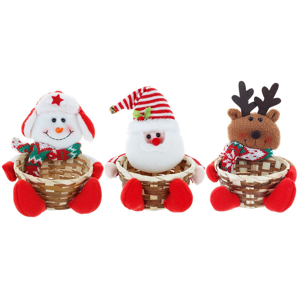 Plush Christmas Character Candy Baskets, Set of 3