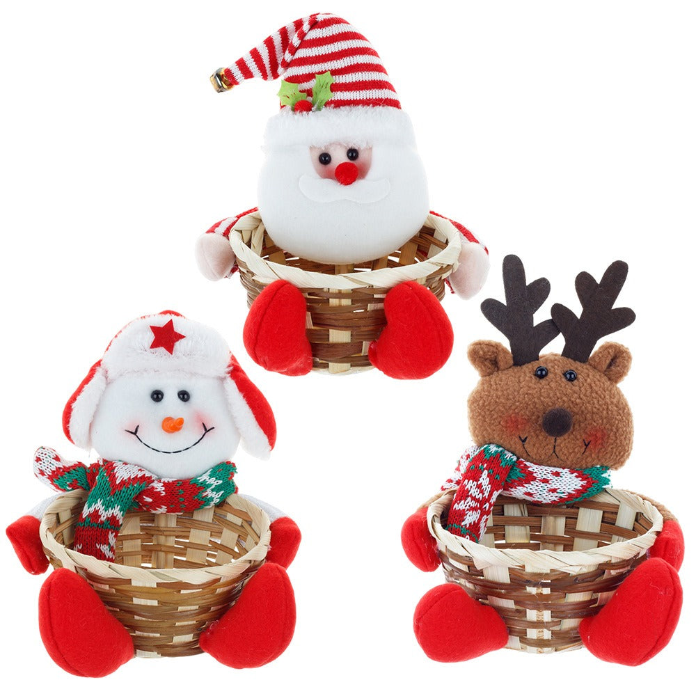 Plush Christmas Character Candy Baskets, Set of 3