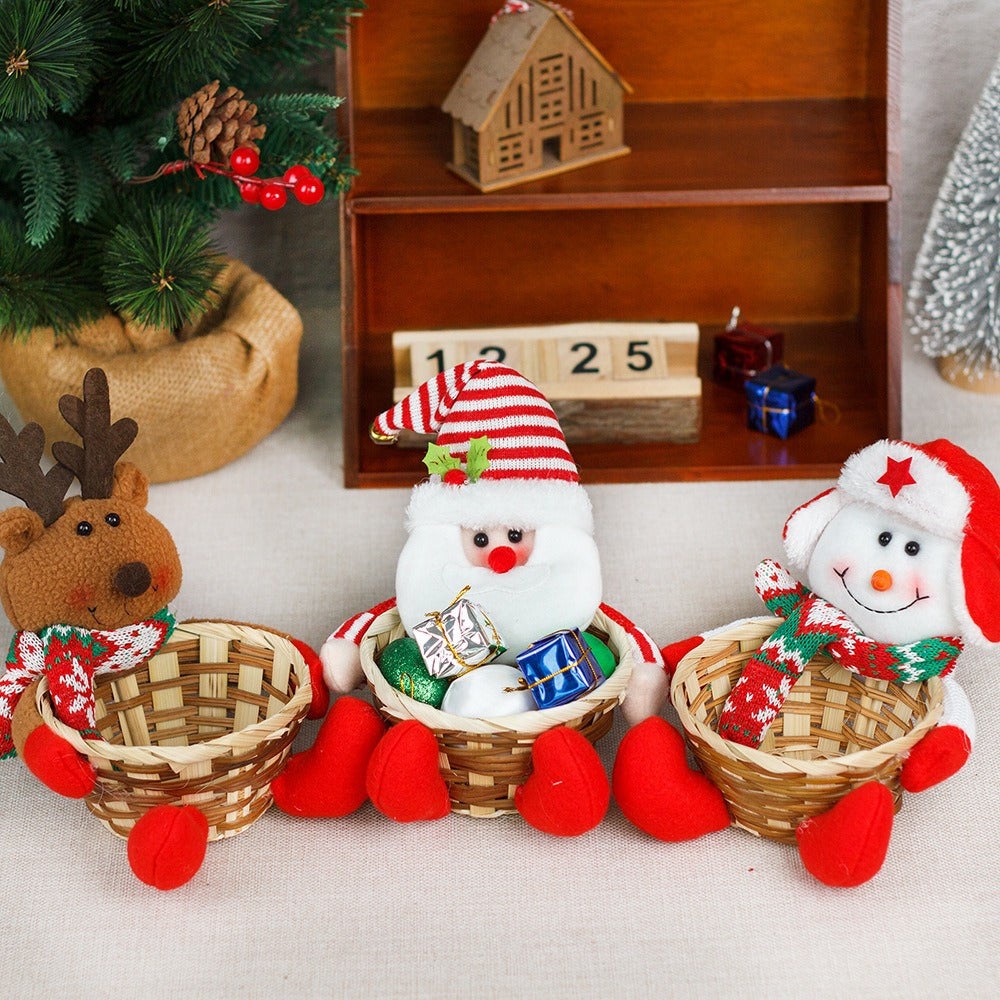 Plush Christmas Character Candy Baskets, Set of 3