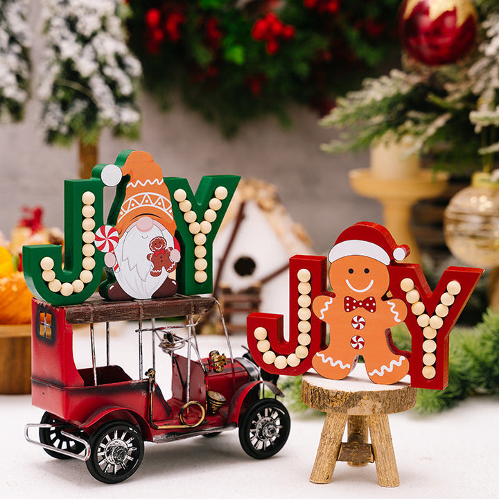 Wooden JOY Christmas Decorations for Festive Displays