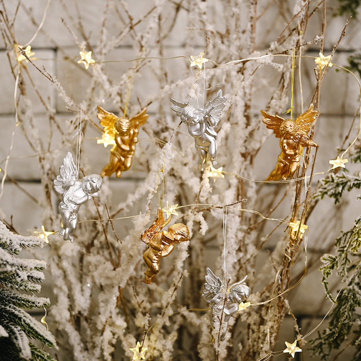 Gold and Silver Angel Christmas Tree Ornament Set