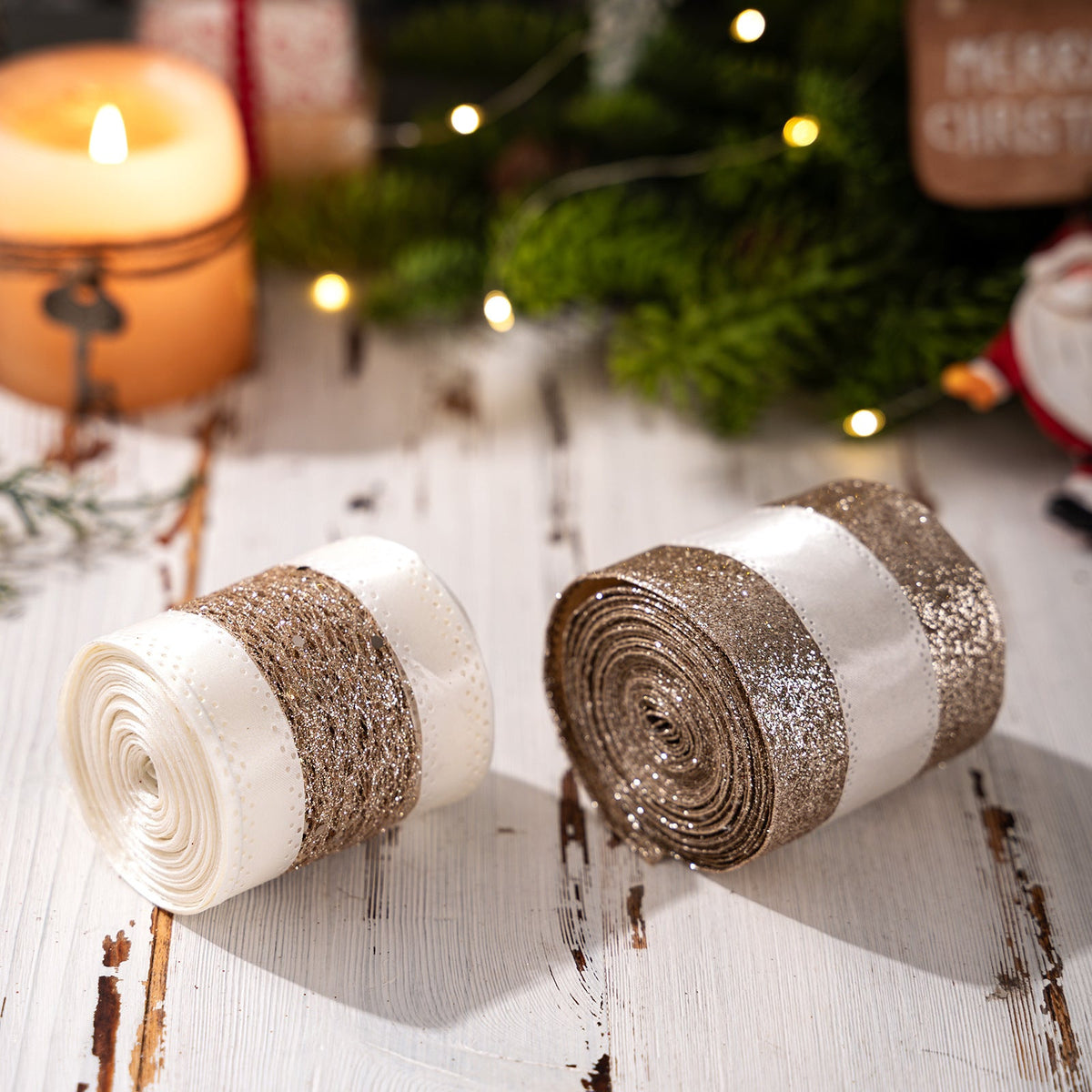 Christmas Gold Ribbon Set for Elegant Gift Wrapping