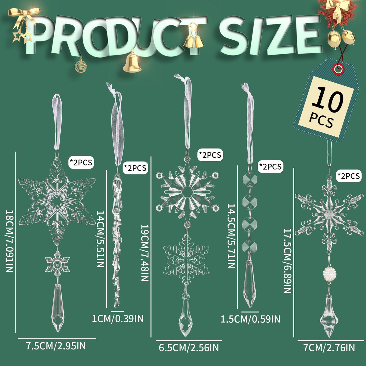 Acrylic Icicle Ornaments - Elegant Snowflake Sparkle