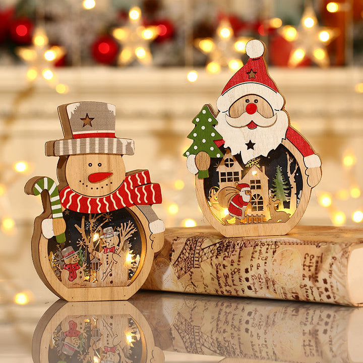 Illuminated Wooden Christmas Ornaments for Cozy Decor