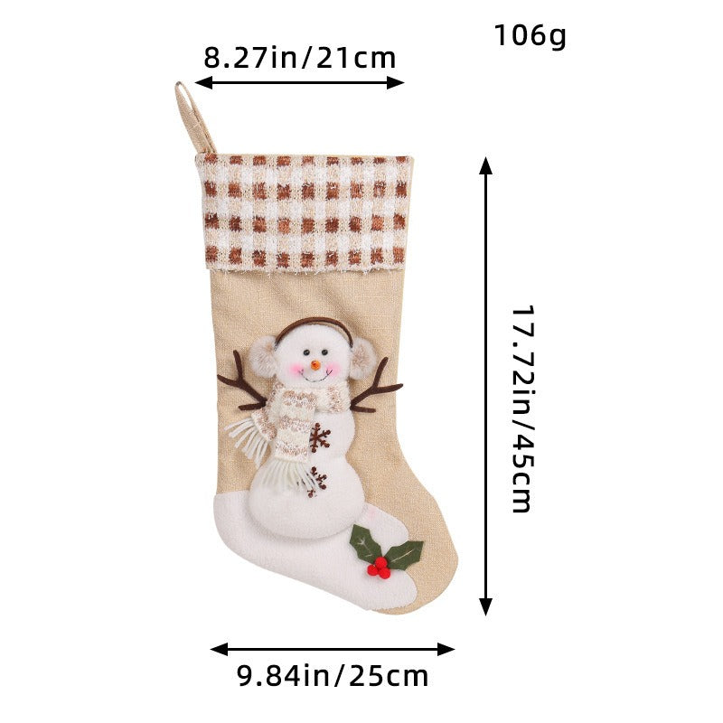 Large Christmas Stocking Snowman Gift Holder Decor