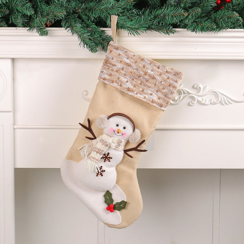 Large Christmas Stocking Snowman Gift Holder Decor