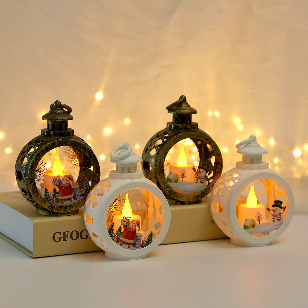 Christmas Lantern With Warm Flickering Candlelight