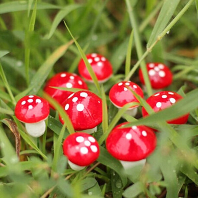 Mini Red Mushroom Ornaments for Festive Fairy Gardens