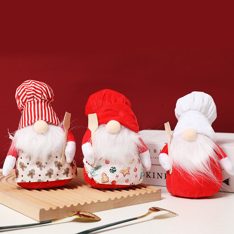 Christmas Chef Gnome Ornaments Set of 3 for Kitchen