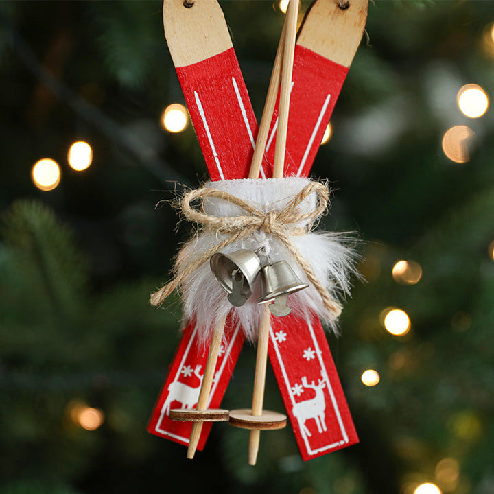 Nordic Wooden Christmas Tree Ornaments – Rustic Red