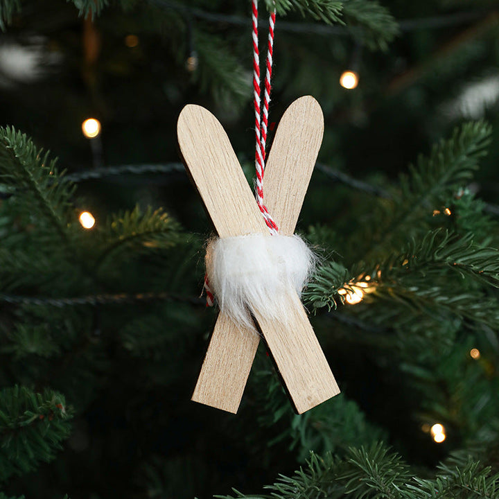 Nordic Wooden Christmas Tree Ornaments – Rustic Red