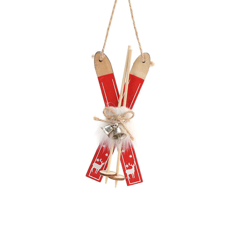 Nordic Wooden Christmas Tree Ornaments – Rustic Red