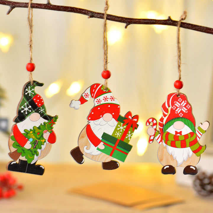 Painted Wooden Christmas Ornaments for Rustic Tree Decor