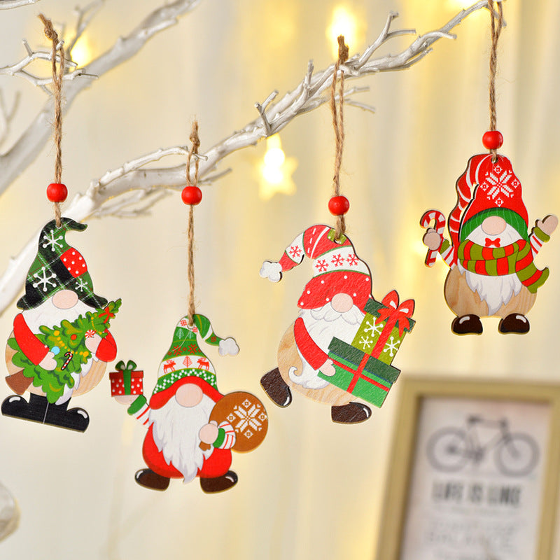 Painted Wooden Christmas Ornaments for Rustic Tree Decor