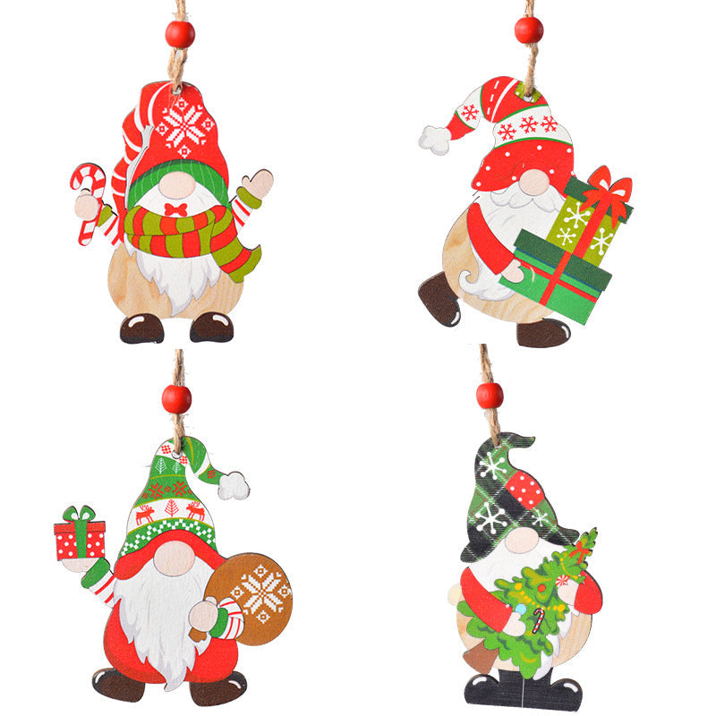 Painted Wooden Christmas Ornaments for Rustic Tree Decor