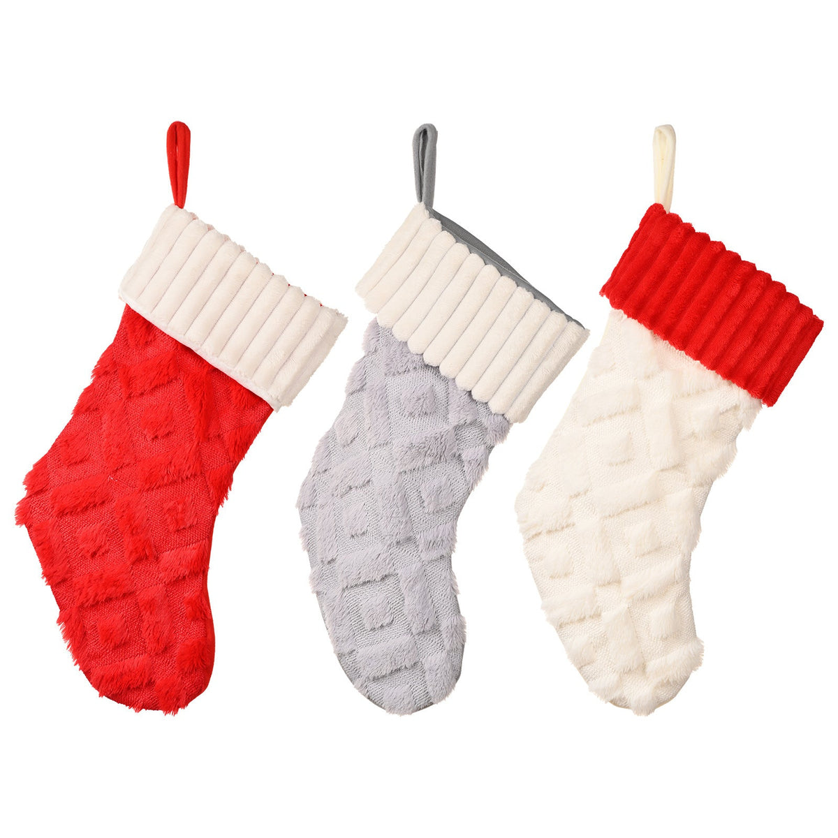 Plush Christmas Stockings Set of 3 for Cozy Mantels