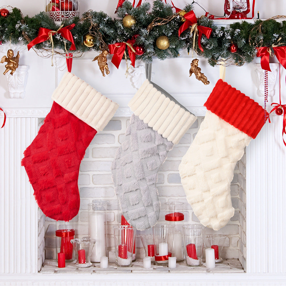 Plush Christmas Stockings Set of 3 for Cozy Mantels
