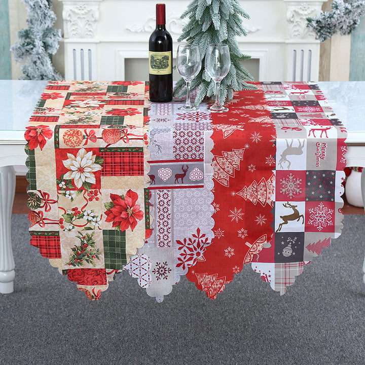 Christmas Fabric Tablecloth With Festive Patchwork Design