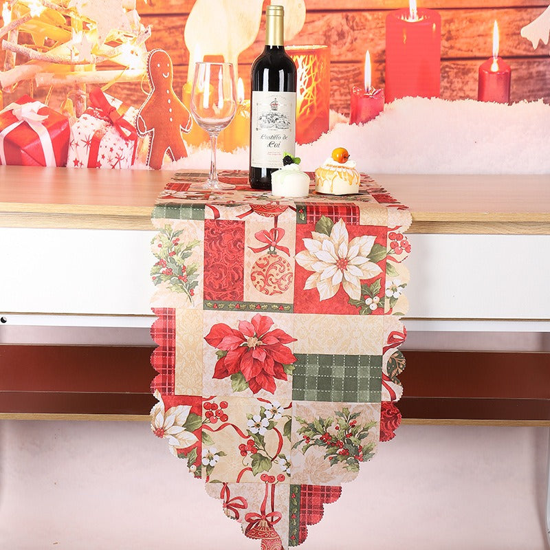 Christmas Table Runner – Festive Scalloped Table Decor