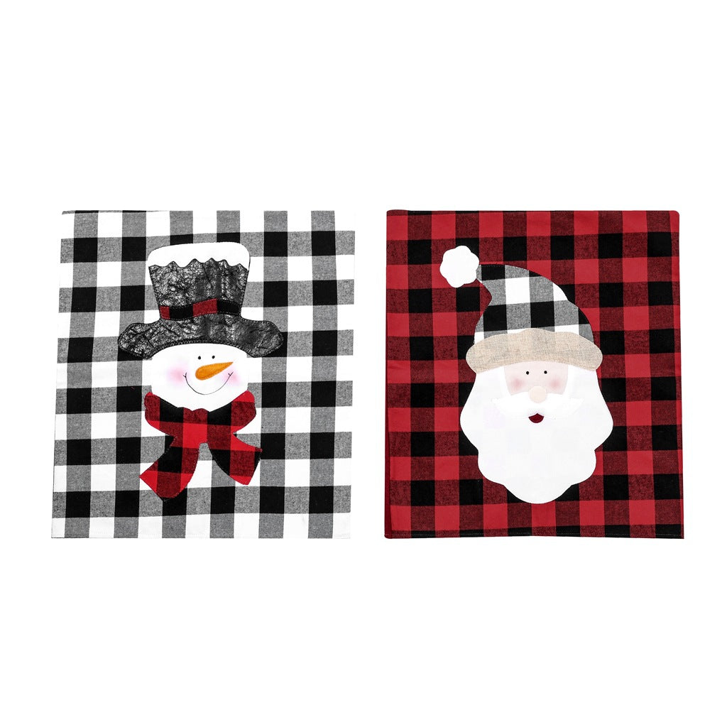Christmas Chair Covers with Santa & Snowman Plaid