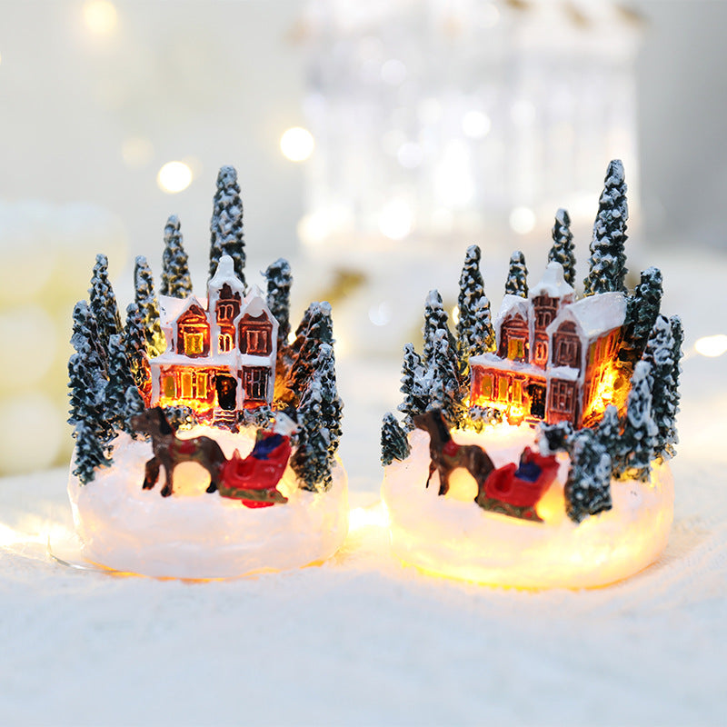 Christmas Resin Village Light for Cozy Holiday Decor