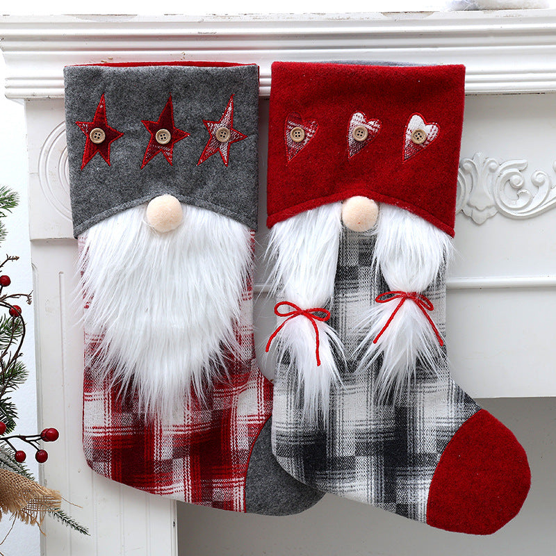 Christmas Gnome Stocking for Gifts and Mantel Decor
